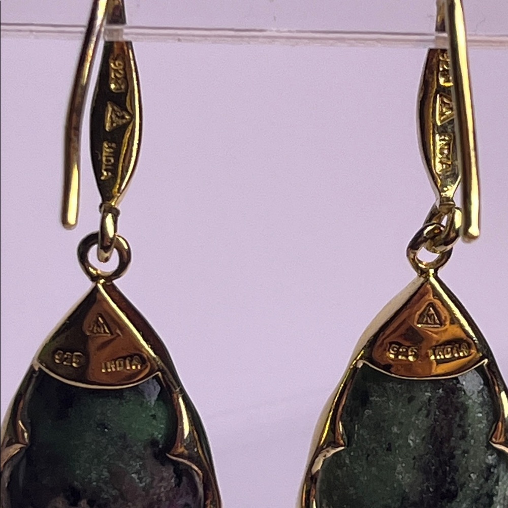 Ruby Zoisite 925 Tear Drop Earrings - image 5